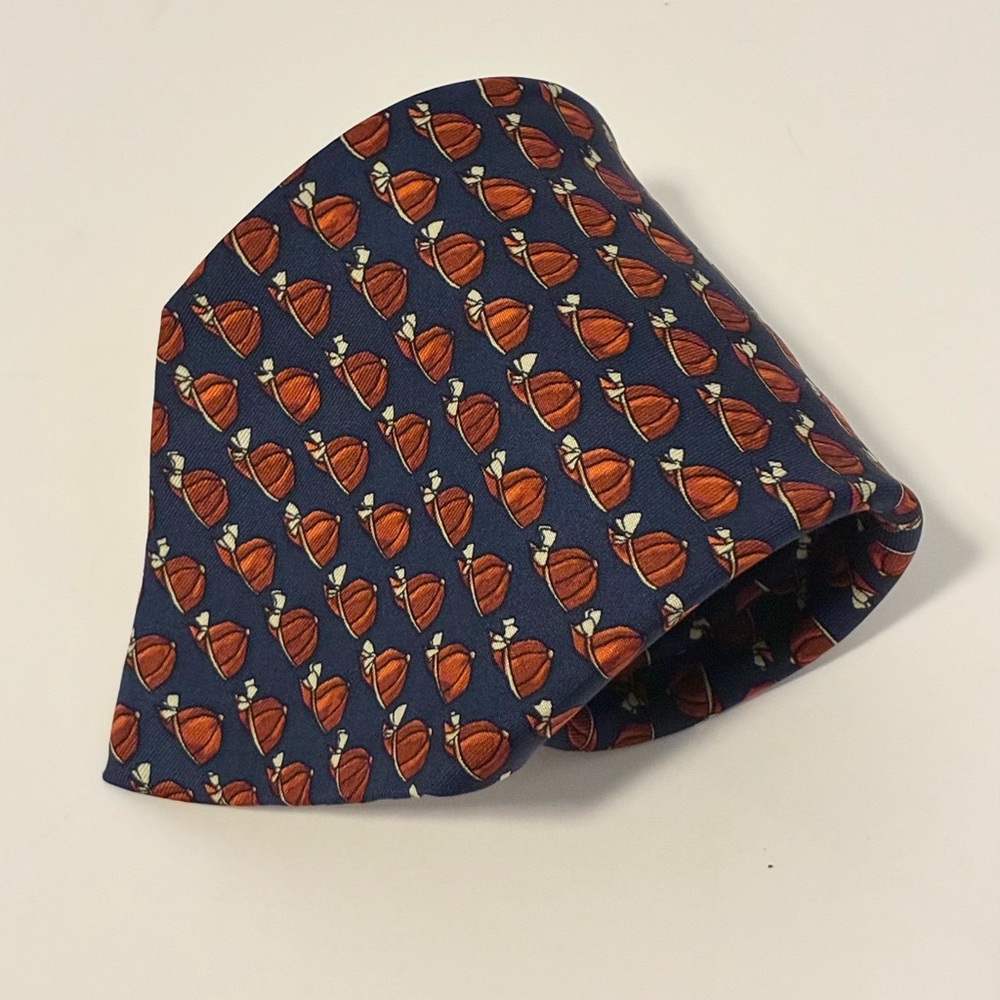 Hermes Navy Blue Tie with Hat Pattern